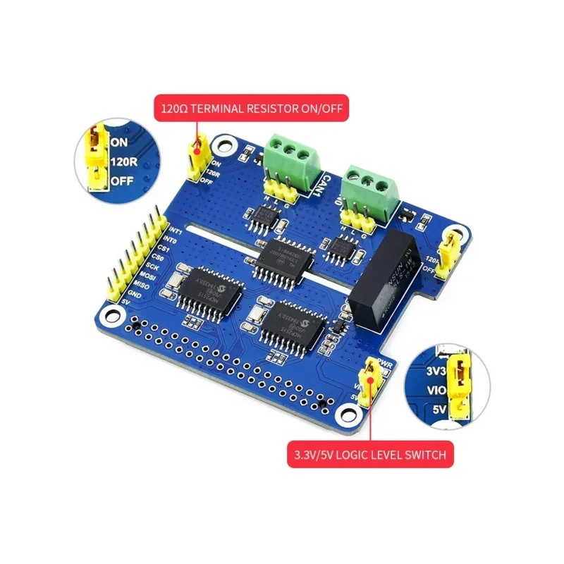 2-Channel CAN BUS Extension Expansion Board Module HAT Kit For RPI 0 PI4 Raspberry Pi Zero 2 WH 2W 3 4 Model B 3B Plus 4B 5