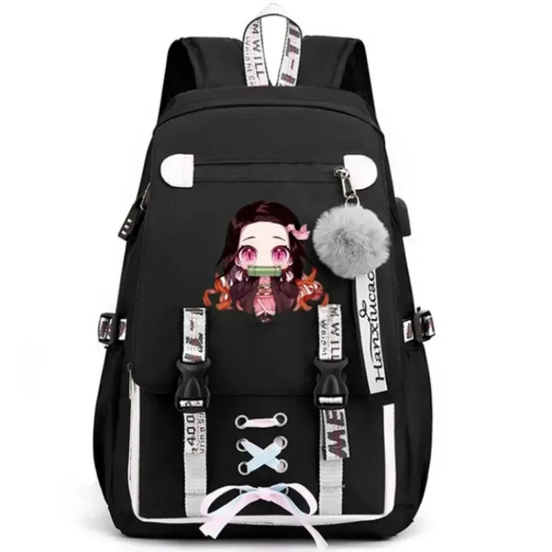 Sky05 Anime Kamado Nezuko Cosplay Unisex Students School Bag Backpack Cartoon Bookbag Laptop Travel Rucksack 99JIu@