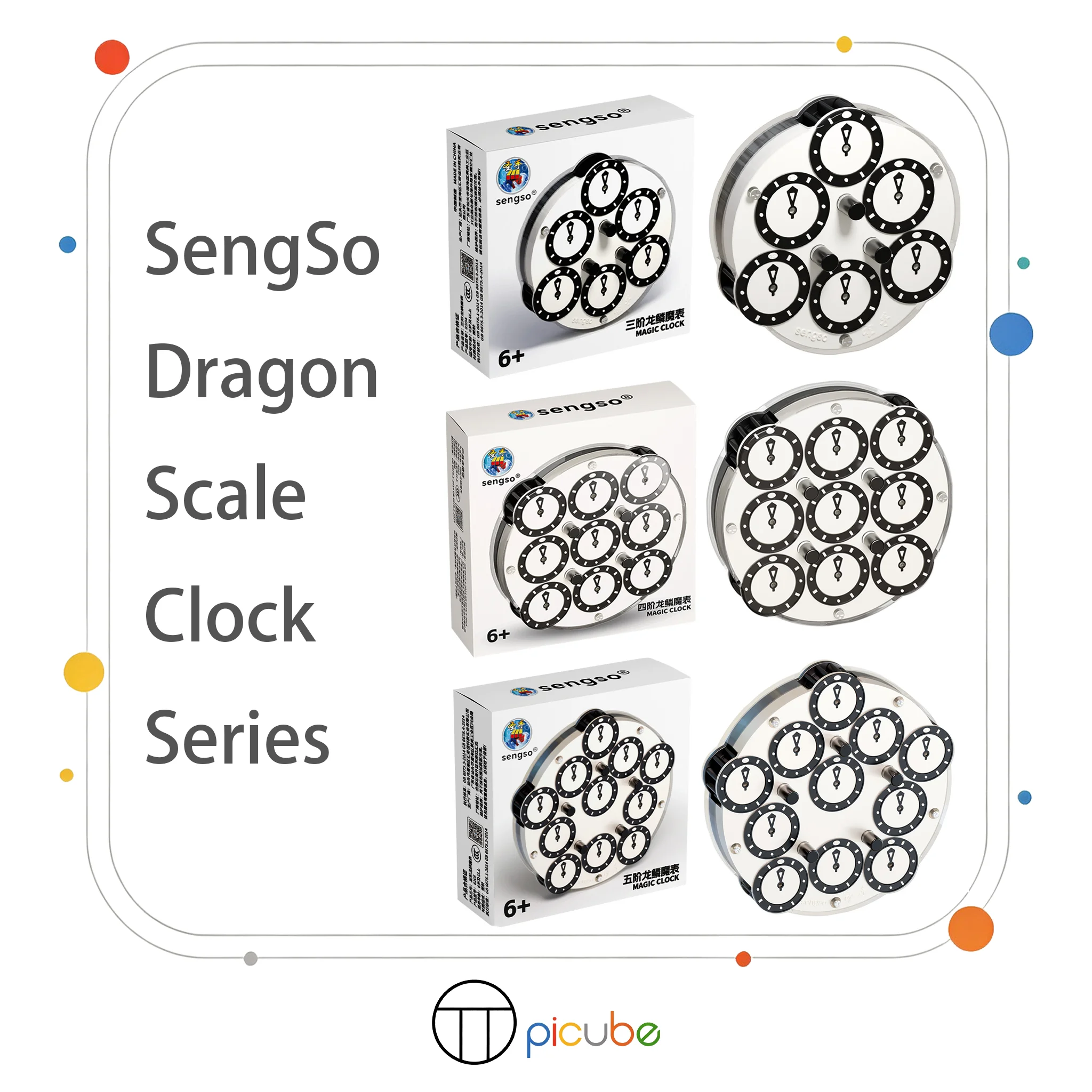 [Picube] SengSo Dragon Scale Clock 3x3 4x4 5x5 Series Magnetic Speed Cube Puzzle Cubo Magico Stress Relief Collectible Gift