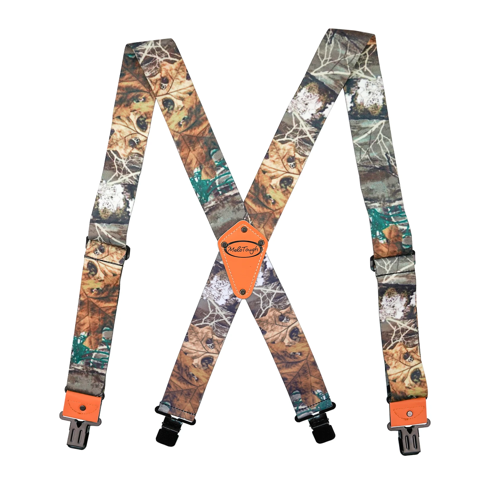 MELOTOUGH Men's Industrial Strength Suspenders Partial Elastic Tradesperson's Suspenders 2 Inch Wide Tool Belt Suspenders Camo