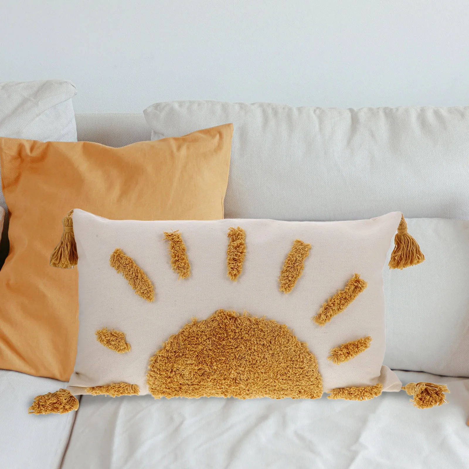 

3D Embroidered Decorative Pillow for Sofa Car Seat Lumbar Support Cushion Easy Maintenance Travel Pillow for Rv Camping Bedroom