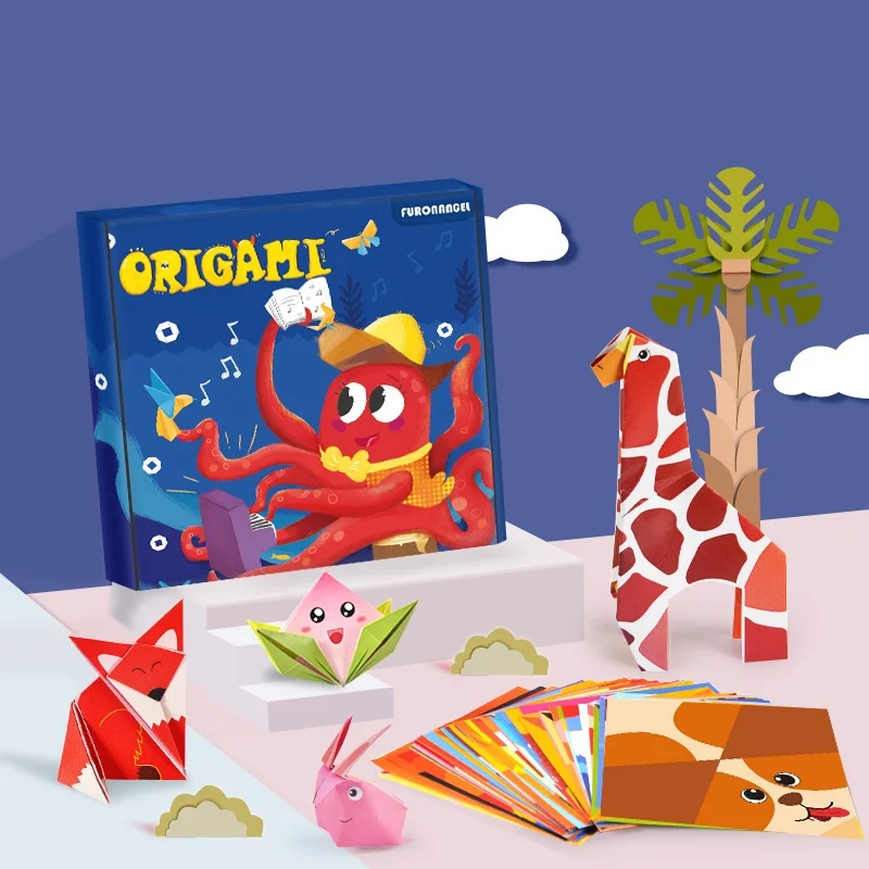 108 Sheets Children English Origami Guide Book Cute Animal 3D Patterns DIY Handcraft Puzzle Kids Learning