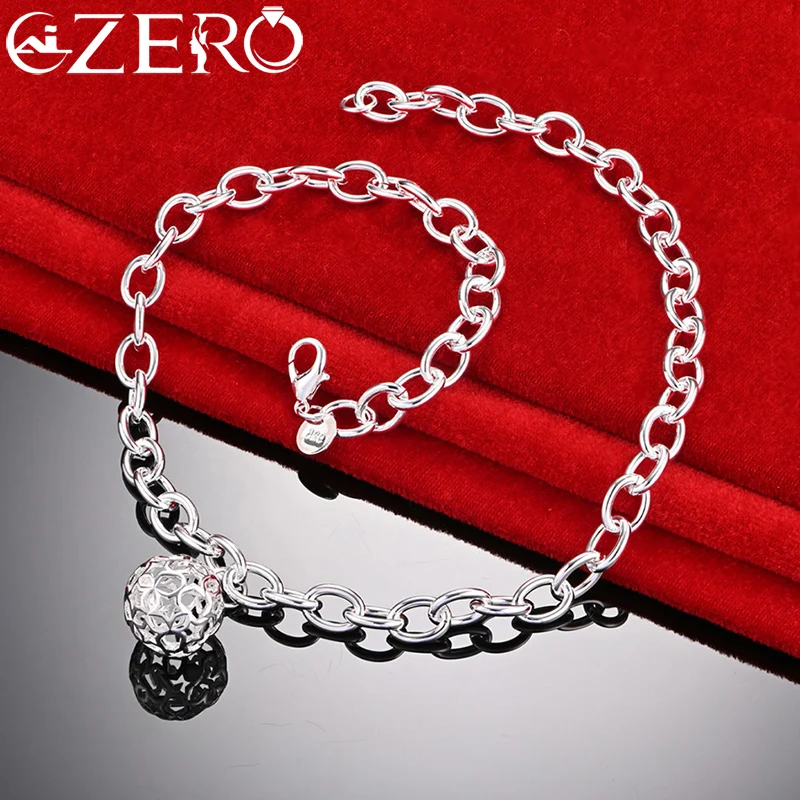 

ALIZERO 925 Sterling Silver Hollow Ball Pendant Necklace for Women Men Fashion Party Charming Accessories Jewelry Free Shipping