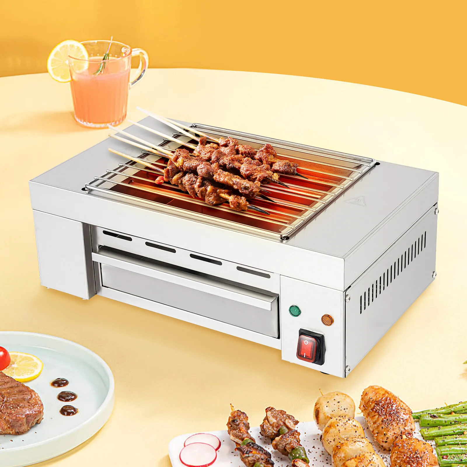 

1500W Commercial Electric Countertop Griddle Grill Stainless Steel BBQ Flat Plate 0-230°C/32-446°F