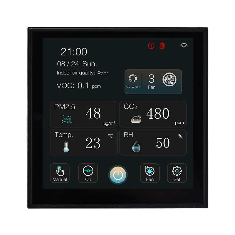 

4 inch LCD colorful display with CO2, PM2.5 voc real time datas ventilation system fan controller