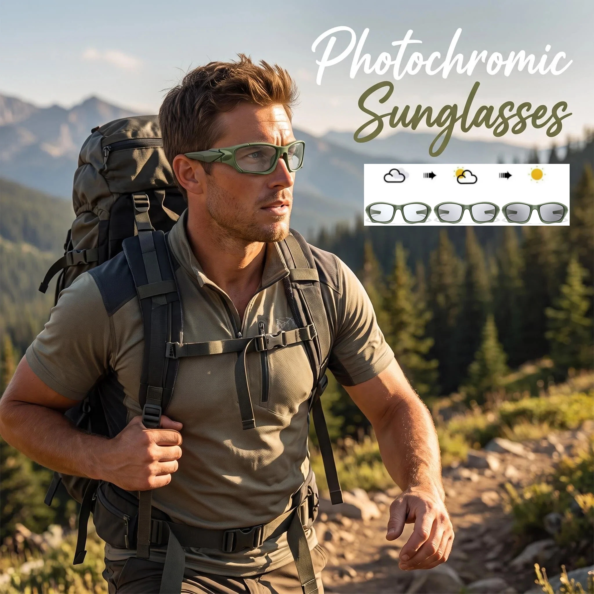 3 Packs Photochromic Sports Sunglasses for Men Women Outdoor Cycling Running Driving Glasses Oval Full Frame Eyewear Unisex