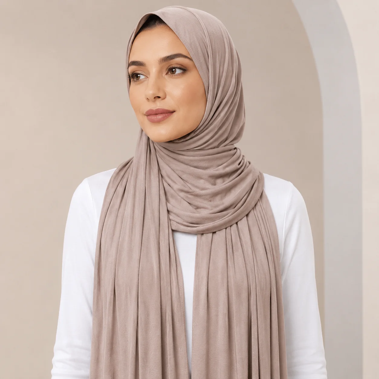 

Soft Solid Modal Jersey Hijab Scarf, Stretchy Lightweight Long Head Wrap Shawl Muslim Women Breathable Plain Color Daily Prayer