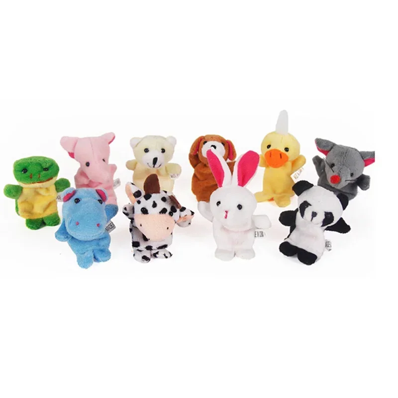 10PCS Weihnachten Geburtstag Geschenk Nette Cartoon Biologische Tier Finger Puppe Plüsch Spielzeug Kind Baby Favor Puppen Spielzeug für Kinder