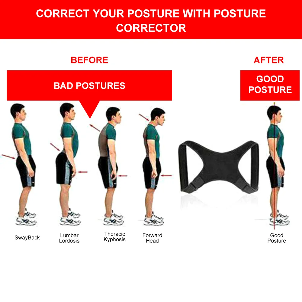 Adjustable Back Posture Corrector Neck Back Support Belt Spine Shoulder Brace Support Belts Adult Invisible Hunchback Belts