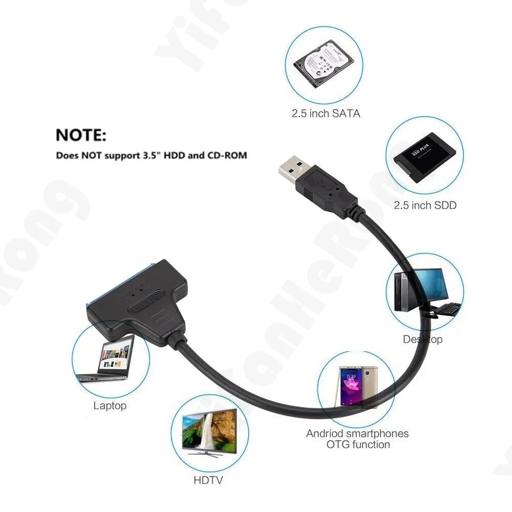 كابل USB 3.0 إلى Sata SATA III إلى USB 3.0 كابل محرك سهل SATA 22 Pin محول لقرص الصلب SSD الخارجي 2.5 بوصة
