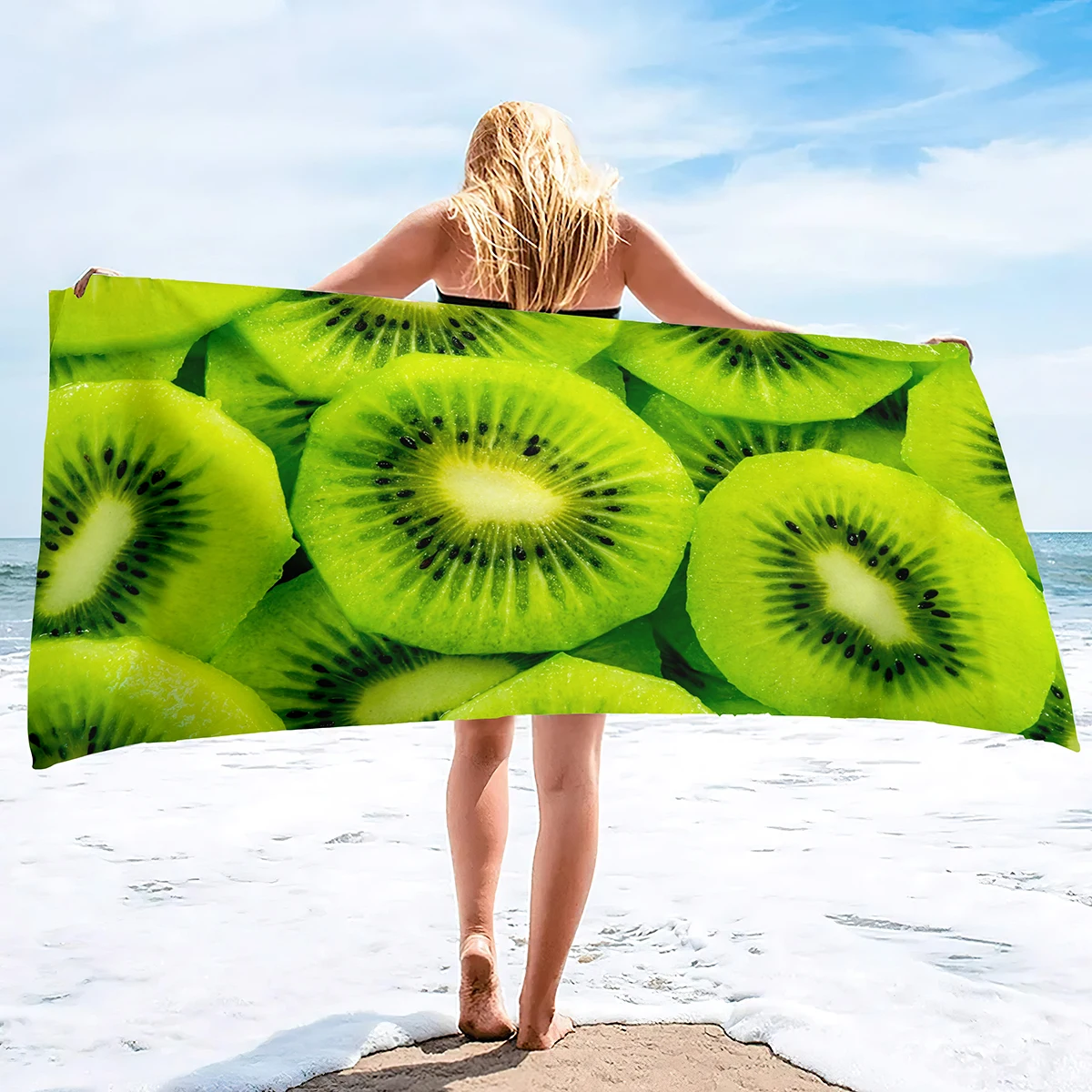 Kiwi Fruit Microfiber Kids Beach Towel Tropical  Super Absorbent Sand Free Extra Large Travel Towels Colorful Pool