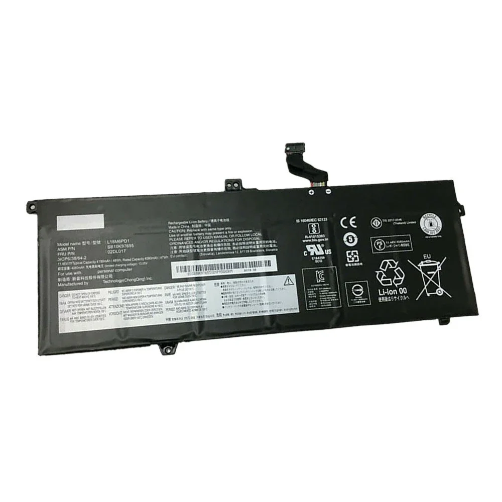 Imagem -06 - Lenovo-bateria Original do Portátil Thinkpad X13 X390 X395 02dl018 L18m6pd1 L18m6pd1 11.46v 48wh L18m6pd2 Novo