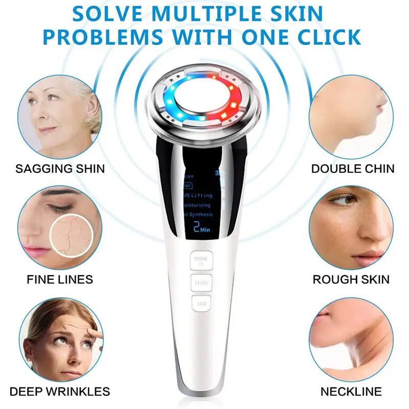 Micro Current เครื่องนวดหน้า EMS อุปกรณ์ยกกระชับผิวเครื่องกําจัดริ้วรอย Hot Cool Face Skin Care อุปกรณ์ความงาม