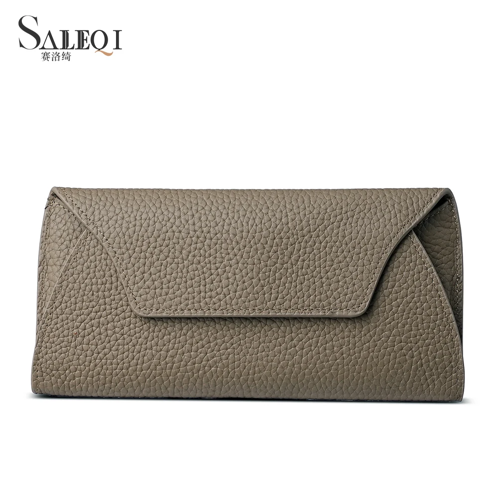 Genuine Leather Women's Slim Creative Long Wallet for Woman New Personality Mobile Phone Compatible Money Clip Card Holder 2026