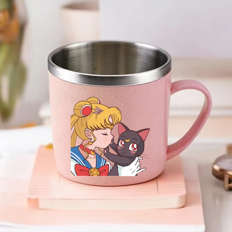

Cartoon Sailors Moon Kids Milk Mugs Kawaii Cute Girl Home School Outdoor Drink Water Cup Mini Stainless Steel Coffice Tea Mug
