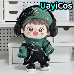 20cm Doll Clothes Rock Cool Guy Boy Earphone Fashion Green Knitted Hat Suit Stuffed Plushies Plush Doll Accessories Anime Toy Ki