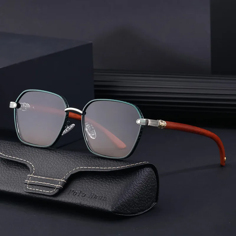 JD-2A670-2 retro faux wood glasses leg men's sunglasses outdoor driving square sunglasses