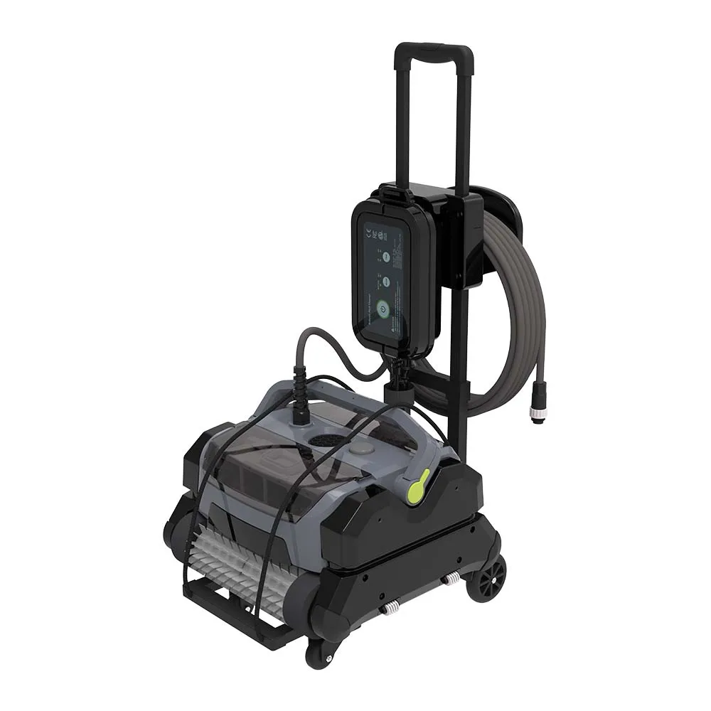 Robot Limpiafondos Automático para Piscinas WC-2018, 20 M3/h, con Cable de 25 Metros y Carro de Almacenamiento