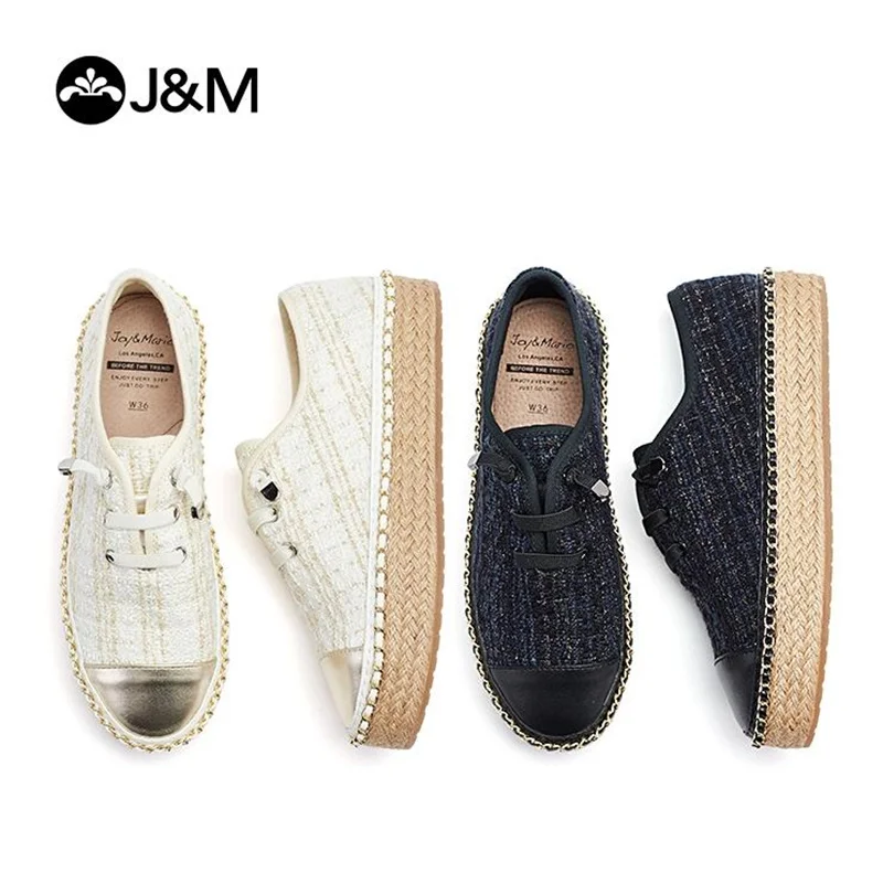 JOY&MARIO Loafers Women Fisherman Shoes Korean Style Espadrilles Platform Shoes Lady Casual Shoes White Black