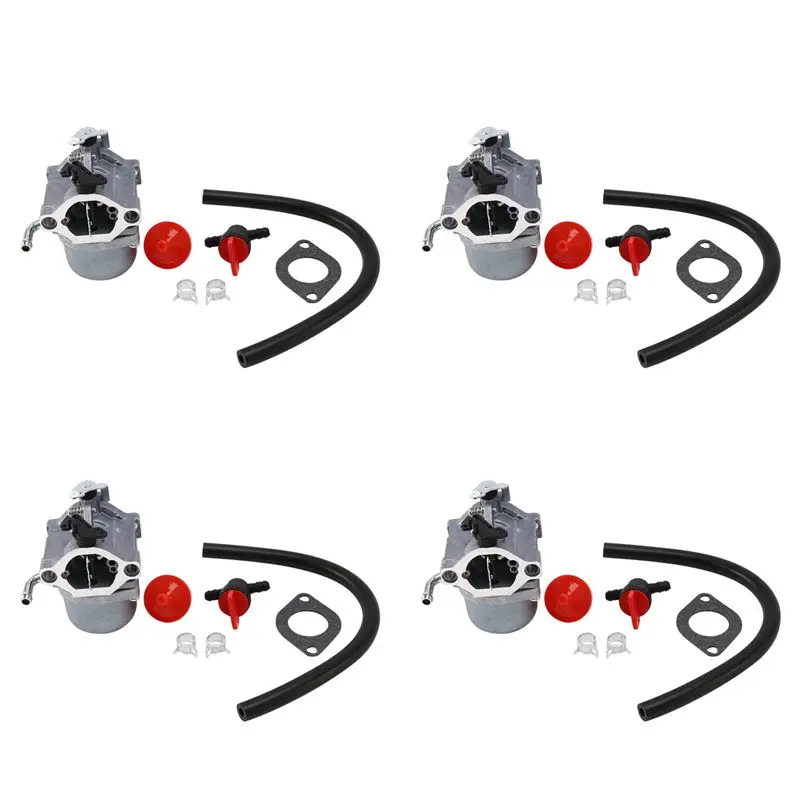 4X 590399 Carburetor Carb For Briggs & Stratton 796077 Lawn Mower Engine With Gasket Fuel Line Filter Valve-B51B