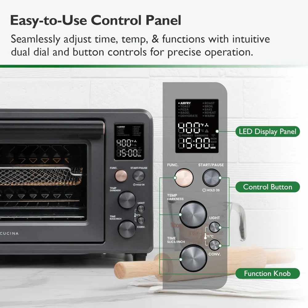 Infrared Heating Air Fryer Toaster Oven Combo, with Non-toxic Enamel-coated Interior