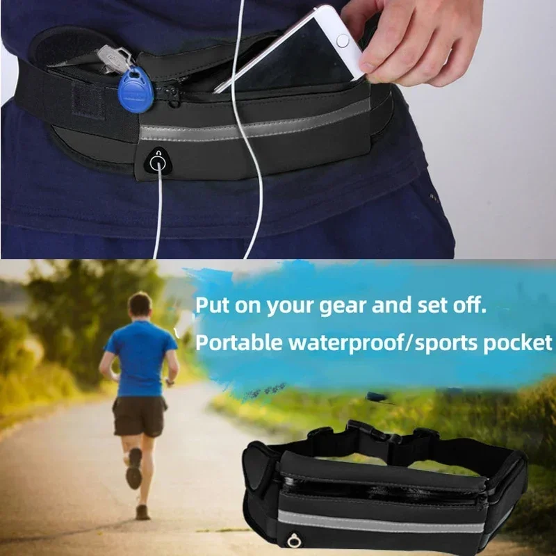 Unisex Outdoor Sports Waist Bag Waterproof Pack Close Fitting Invisible Belt Fitness Anti Theft Mobile Phone Waist Bag Bottle