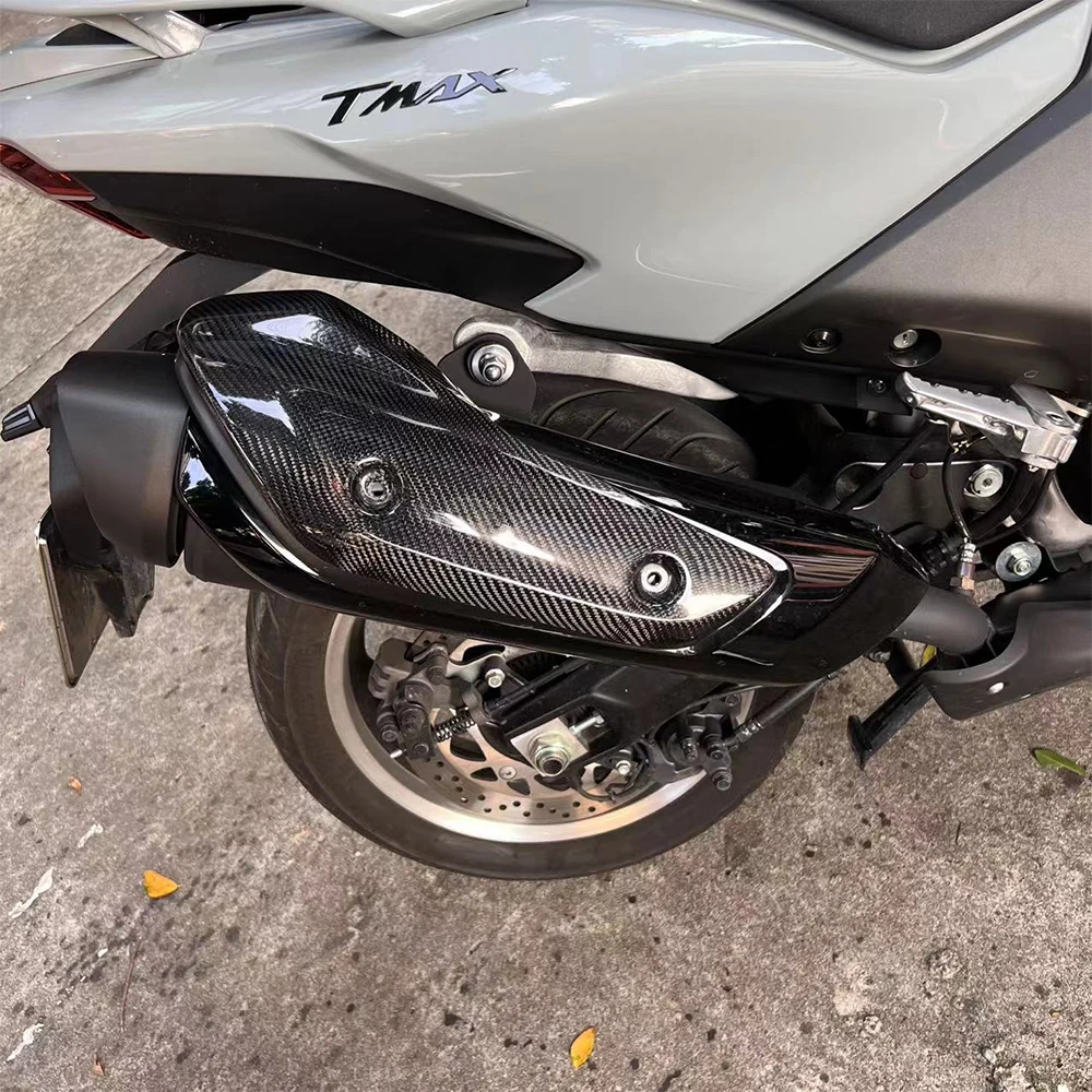 for Yamaha TMAX560 2023-2025 motorcycle exhaust heat insulation cover with anti burn cover made of 100% carbon fiber