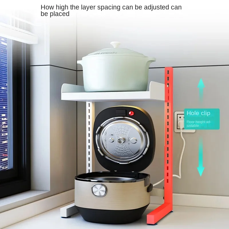 Compact Kitchen Air Fryer Storage Rack Layered Appliance Organizer Narrow Countertop Pot Storage Solution