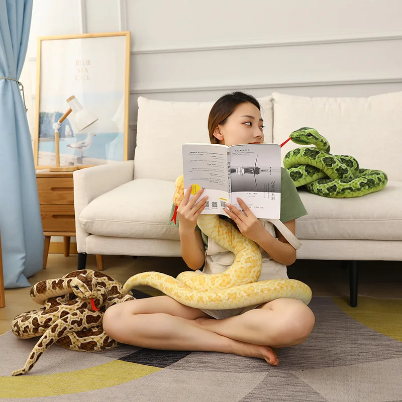 1pc 200cm Riesige Schlangen Plüsch Spielzeug Simulation Lange Goldene Python Gefüllte Schlange Plushie Kinder Jungen Geschenk Hause dekoration – Detail 9