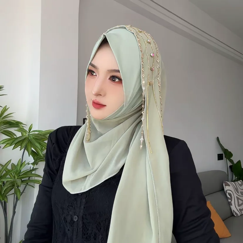 2026 Fashion Muslim Girls Tassels Wrap Instant Hijabi Scarves 2