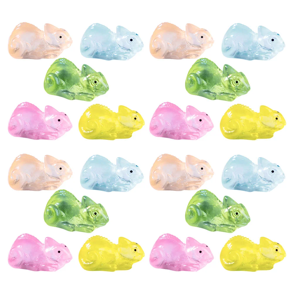 20 Pcs Small Landscape Ornaments Mini Lizard Figurines Miniature Tiny Resin Animal Animals Statues Micro Glowing