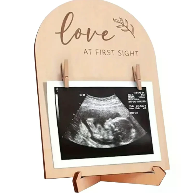 

1 Set Expectant Mothers To Announce Pregnancy Or Baby Birth Ornament Wooden Ultrasonic Photo Frame