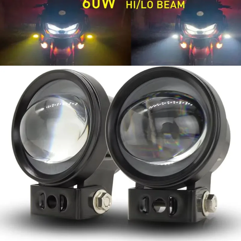 

2inch Driving fog lamp Lens Led Lights Motorcycle Headlight Auxiliary Spotlight white yellow for 4x4 Off Road scooter motorbike