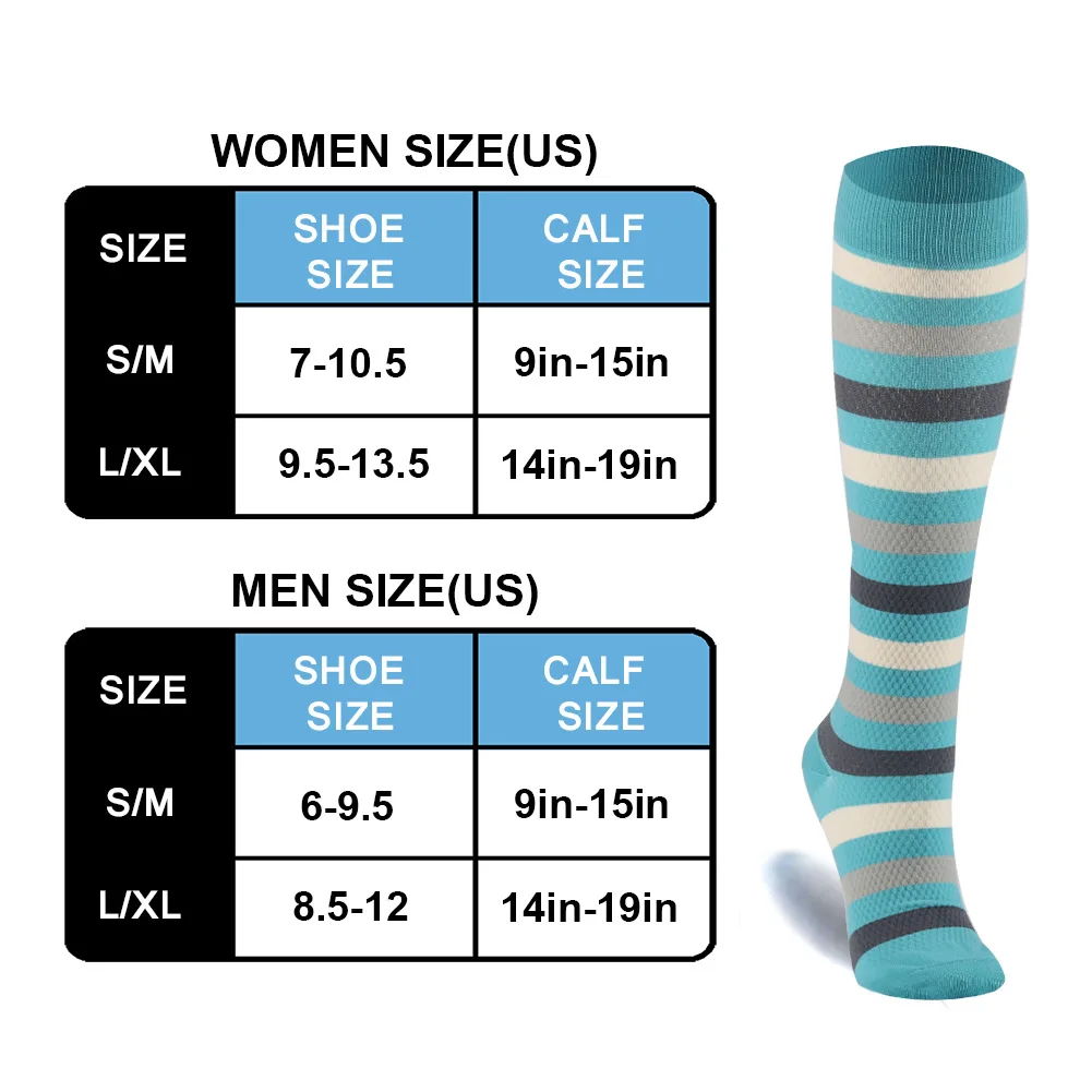 5 Pairs Colorful Stripe Compression Socks Men Nurse Compression Socks Sport Ladies Lady Women Running