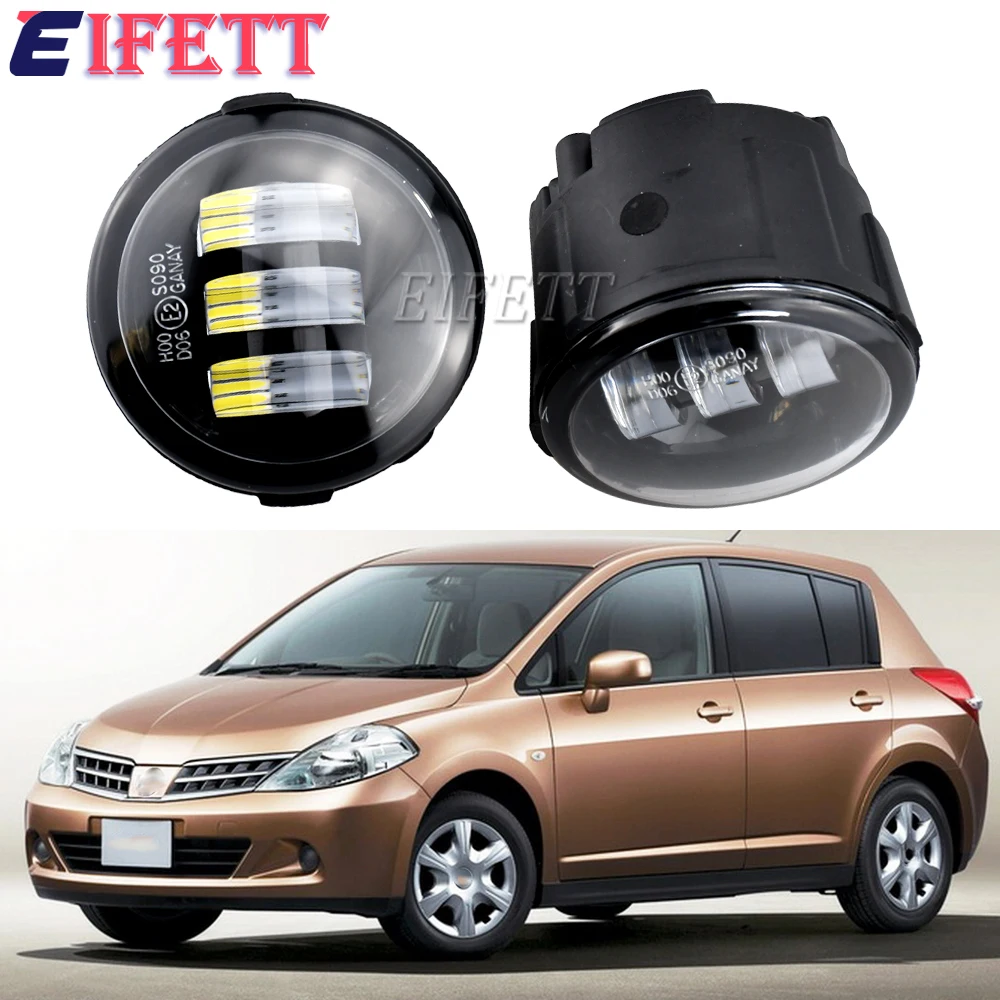 Super Bright 2Pieces Front Bumper Fog Lamp Assembly LED Fog Light For Nissan Tiida Hatchback C11x 2007 2008 2009 2010 2011 2012