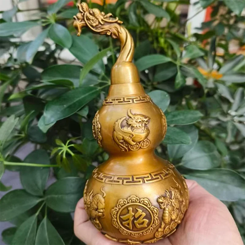 Brass open lid gourd, attracting wealth and fortune, exquisite craftsmanship, home crafts and ornaments