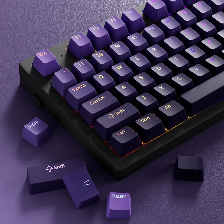 

Purple gas Donglai is engraving light PBT gradual change keycap tarantula F87 mechanical keyboard OEM height