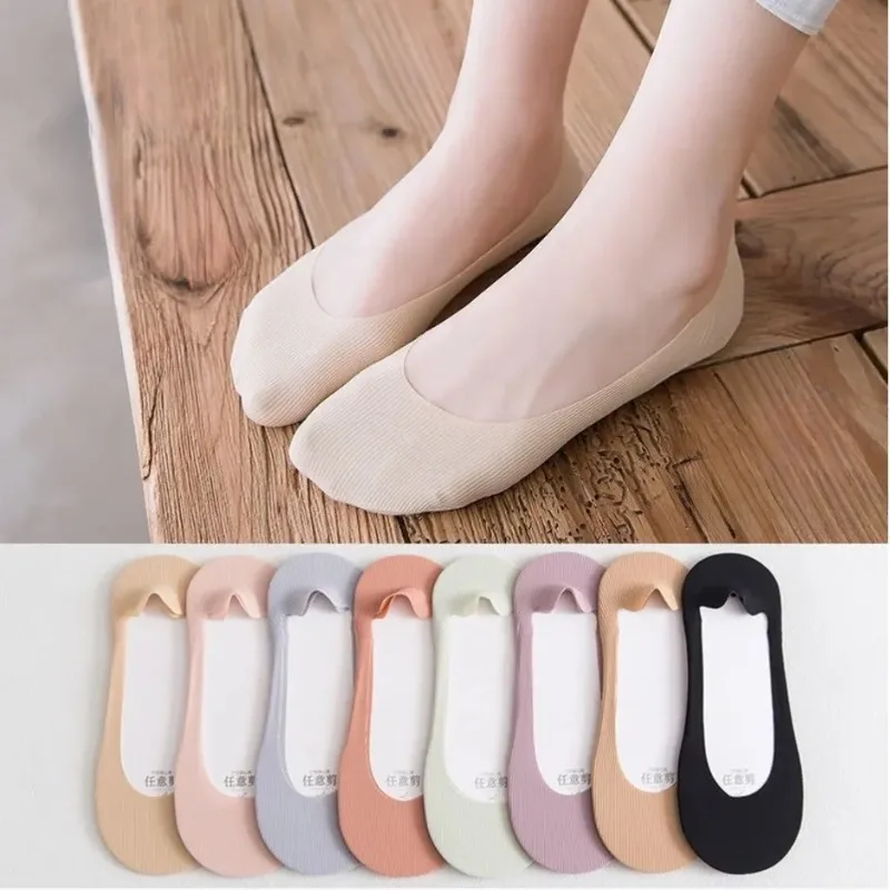 Kaus kaki wanita silikon anti-selip, kaus kaki wanita musim panas, kaus kaki tidak terlihat, kaus kaki ultra-tipis, model Jepang, kaus kaki elastis kasual bersirkulasi