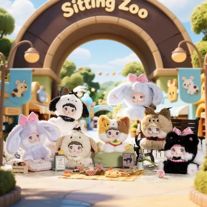 Nommi Sitting Zoo Series Blind Box Vinyl Doll Cute Trendy Toy Decor Nommi Mystery Box Bag Keychain Kids Xmas Birthday Gift