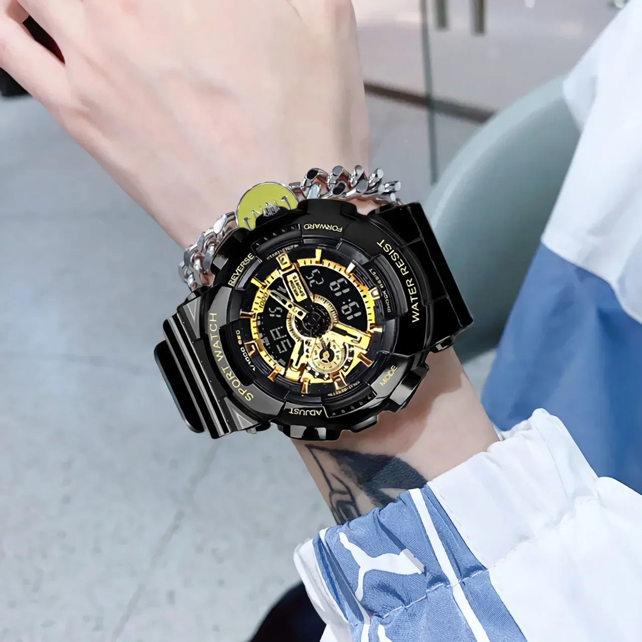 Multifunctional trendy alarm clock sports electronic watch unior high school student male watch internet celebrity