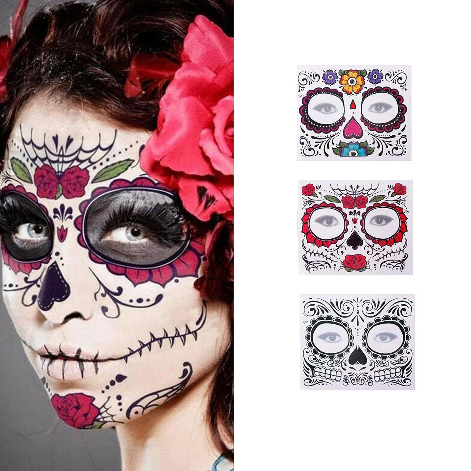 Halloween Theme Face Jewels Rhinestones Temporary Crystal Stickers Face Gems Self- Adhesive Glitter Jewel Tattoo Sticker Makeup