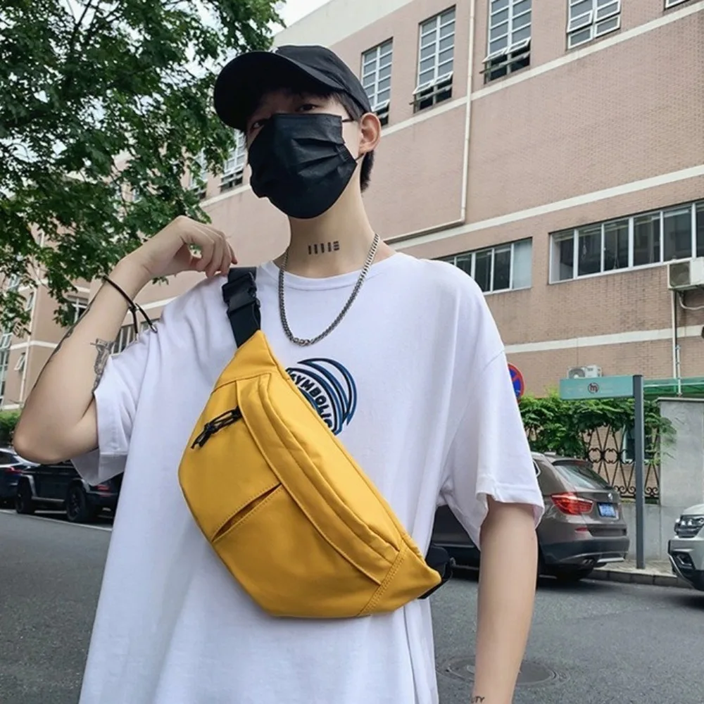

Solid Color Nylon Chest Bag Large Capacity Multifunctional Sports Fanny Pack Korean Style Crossbody Bag Waist Bag Female