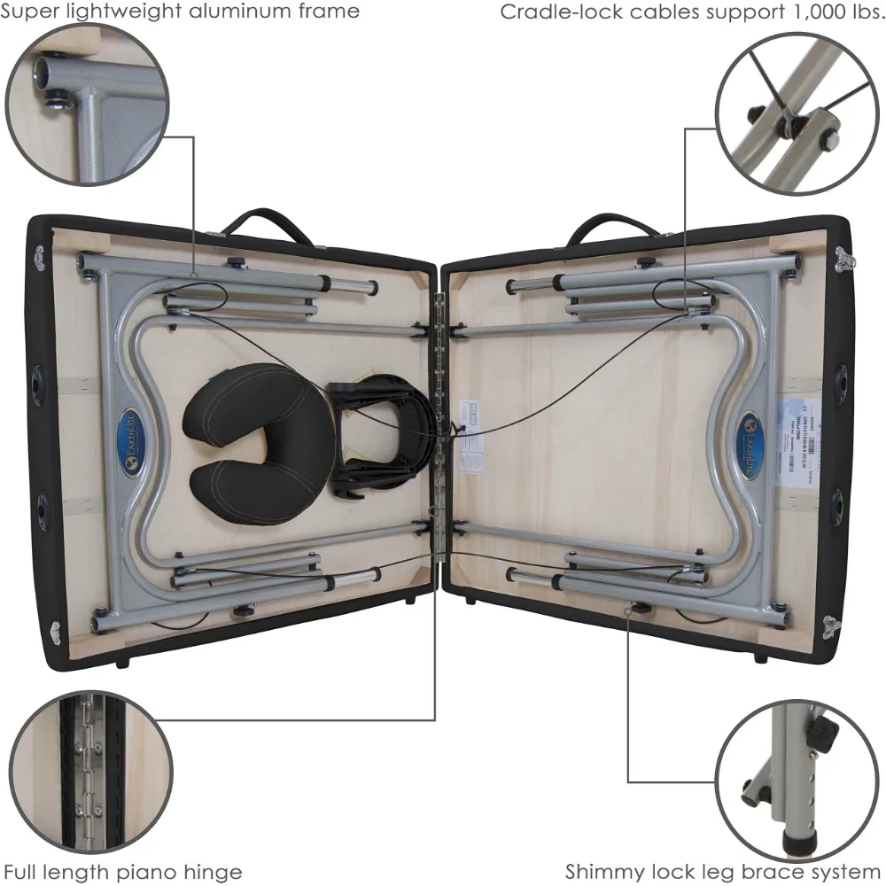 Mesa de masaje portátil, ultraligera, marco de aluminio, novedad de 2024 Soporte facial flexible y funda de transporte