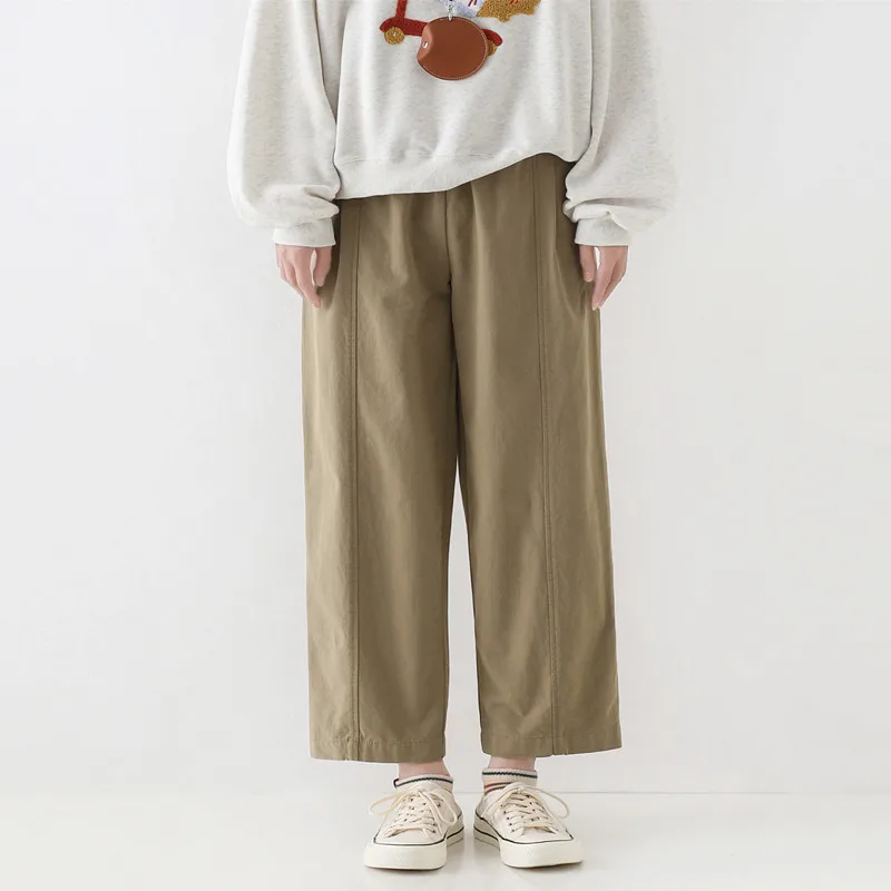 

Женские хлопковые брюки с простым дизайном и декоративными швами, повседневные рабочие брюки, осенняя коллекция, с лоскутным шитьем в один слой