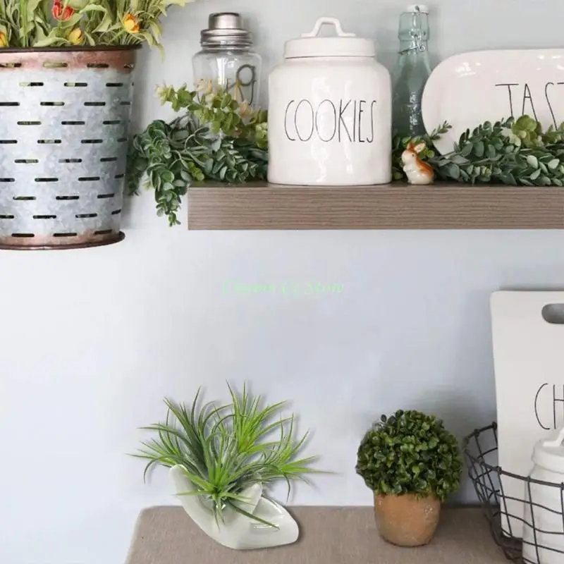 X90F 3Pcs Ceramic Mini Hand Air Plant Holder Tea Filter Stand Small Tillandsia Pots Container Display Rack Home