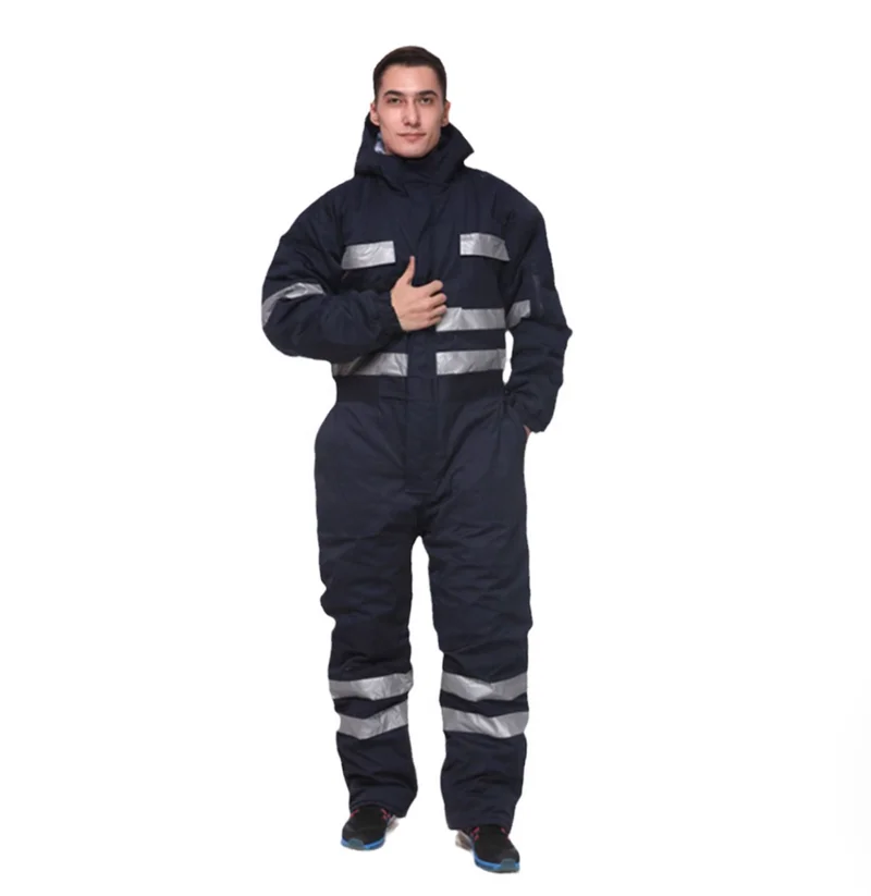 

Winter cold storage jumpsuit with thickened warm reflective clothing