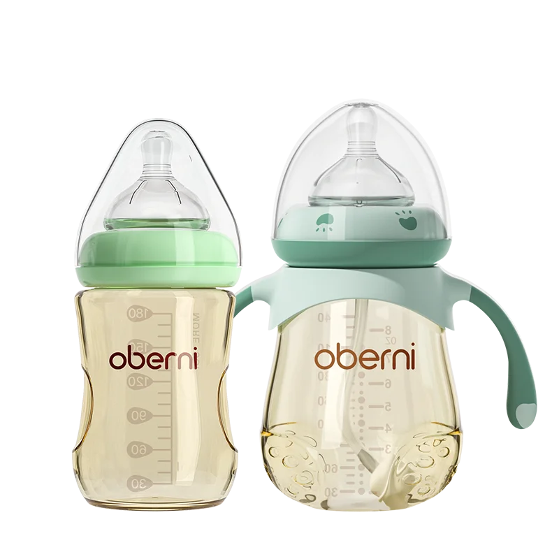 Oberni Baby Bottle Feeding Bottle Set for PPSU Materials Wide Neck 180ml+240ml  with supper soft  Silicone nipple