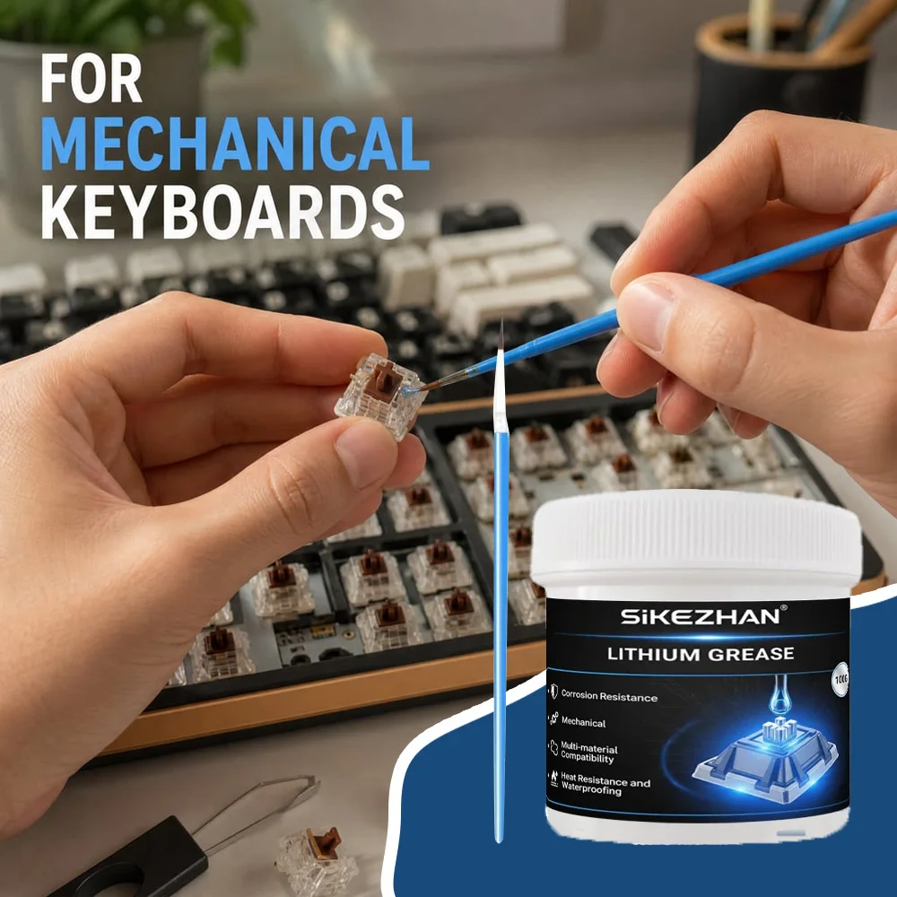 100g Mechanical Keyboard Lithium Grease Switch Lubricant for Stabilizer Keycaps Lube High Heat Resistance Brush Kit SIKEZHAN