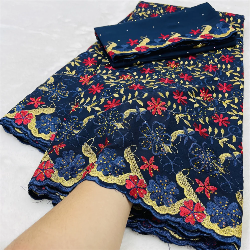 

Оптовая продажа африканского хлопкового кружевного полотна с вышивкой, нигерийского швейцарского вуалевого кружева, 7 ярдов, для пошива женских свадебных и праздничных платьев