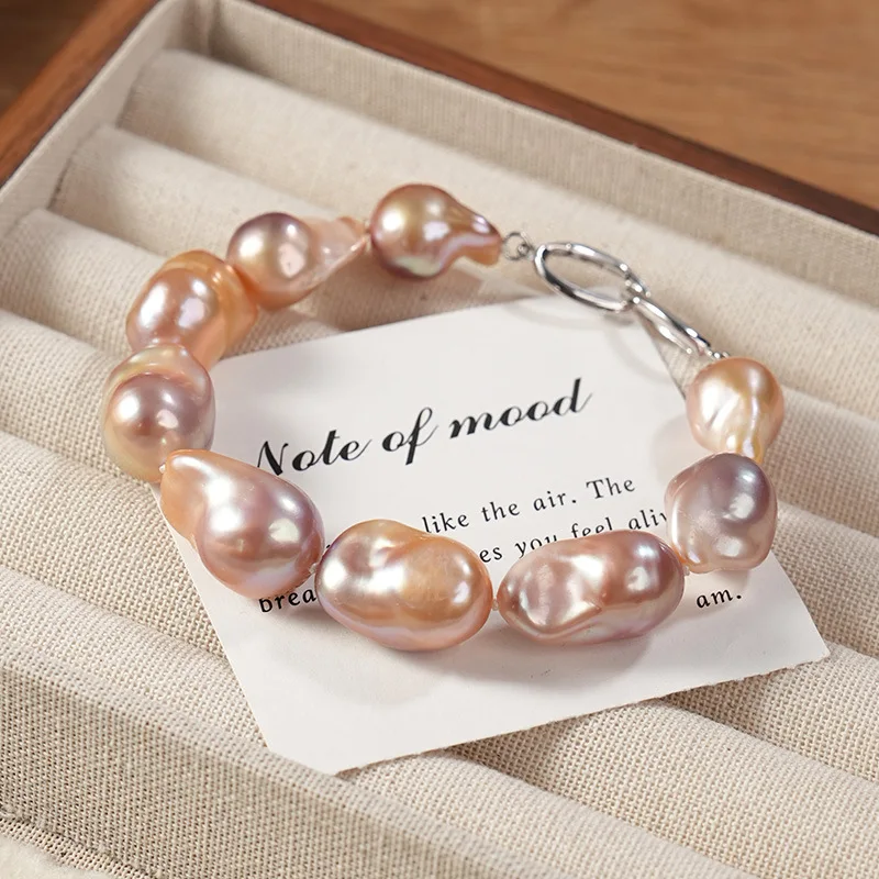 

Baroque Freshwater 925 Silver High-End Sense Big Pearl Bracelet Autumn And Winter New